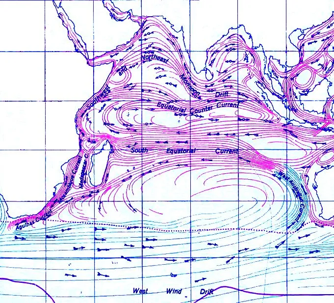 Map showing ocean currents